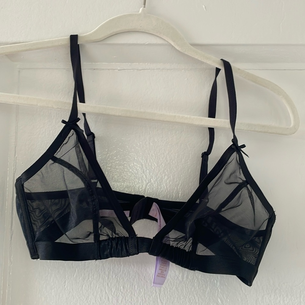 Savage x Fenty never worn nylon black sheer bra